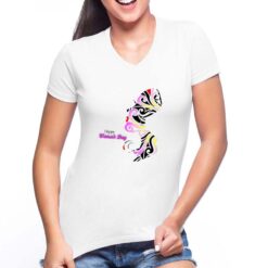 Happy Women's Day t-shirt scollo a v personalizzata donna digitalshirt bianca
