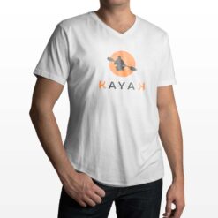 KayaK t-shirt scollo a v personalizzata uomo digitalshirt bianca