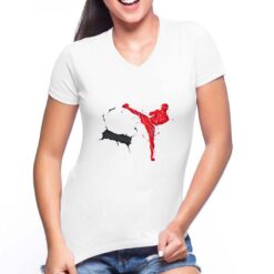 Kickboxing t-shirt scollo a v personalizzata donna digitalshirt bianca