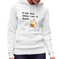 La Dieta felpa con cappuccio personalizzata donna digitalshirt bianca.jpg