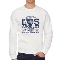 Los Angeles felpa senza cappuccio personalizzata uomo digitalshirt bianca