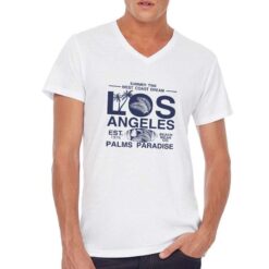 Los Angeles t-shirt scollo a v personalizzata uomo digitalshirt bianca