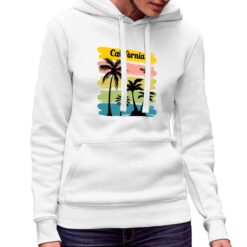 Malibu Beach felpa con cappuccio personalizzata donna digitalshirt bianca.jpg