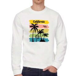 Malibu Beach felpa senza cappuccio personalizzata uomo digitalshirt bianca