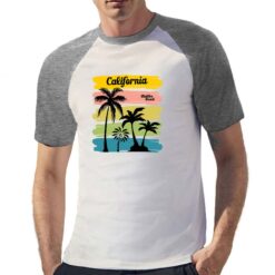 Malibu Beach t-shirt bicolor personalizzata uomo digitalshirt grigia