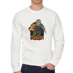 Maschera Horror felpa senza cappuccio personalizzata uomo digitalshirt bianca