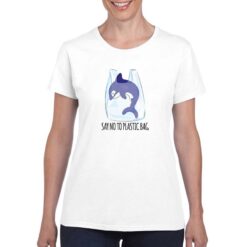 No Plastic Bag Delfin t-shirt personalizzata donna digitalshirt bianco