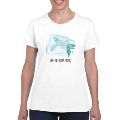 No Plastic Turtle t-shirt personalizzata donna digitalshirt bianco