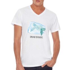 No Plastic Turtle t-shirt scollo a v personalizzata uomo digitalshirt bianca