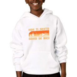 Sono in Bici felpa con cappuccio personalizzata bambino digitalshirtbianco