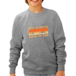 Sono in Bici felpa senza cappuccio personalizzata bambino digitalshirt grigia