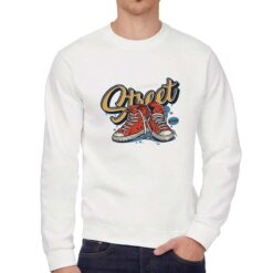 Street felpa senza cappuccio personalizzata uomo digitalshirt bianca