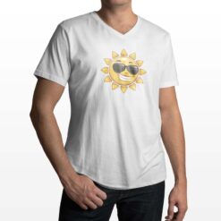 Sunny Smile t-shirt scollo a v personalizzata uomo digitalshirt bianca
