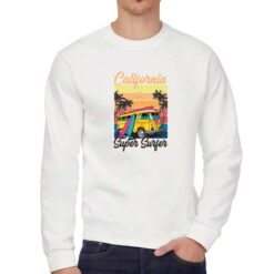 Super Surfer felpa senza cappuccio personalizzata uomo digitalshirt bianca
