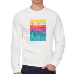 Surfing California felpa senza cappuccio personalizzata uomo digitalshirt bianca