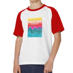 Surfing California t-shirt bicolor personalizzata bambino digitalshirt rossa