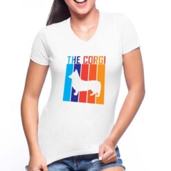 The Corgi t-shirt scollo a v personalizzata donna digitalshirt bianca