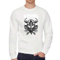 Viking felpa senza cappuccio personalizzata uomo digitalshirt bianca
