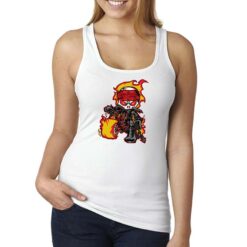 Biker in Fiamme canottiera personalizzata donna digitalshirt bianca