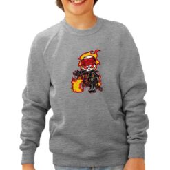 Biker in Fiamme felpa senza cappuccio personalizzata bambino digitalshirt grigia