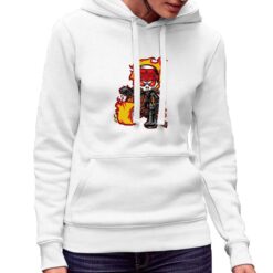 Biker in Fiamme felpa con cappuccio personalizzata donna digitalshirt bianca.jpg