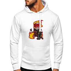 Biker in Fiamme felpa con cappuccio personalizzata uomo digitalshirt bianca