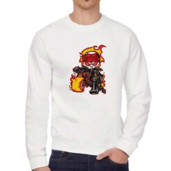 Biker in Fiamme felpa senza cappuccio personalizzata uomo digitalshirt bianca