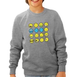 Emoji felpa senza cappuccio personalizzata bambino digitalshirt grigia