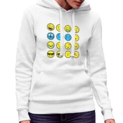 Emoji felpa con cappuccio personalizzata donna digitalshirt bianca.jpg