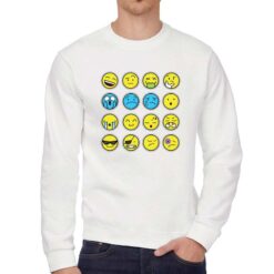 Emoji felpa senza cappuccio personalizzata uomo digitalshirt bianca