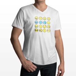 Emoji t-shirt scollo a v personalizzata uomo digitalshirt bianca