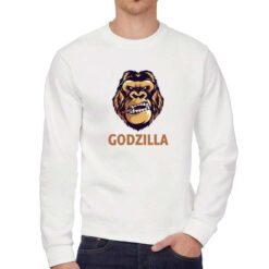 Godzilla felpa senza cappuccio personalizzata uomo digitalshirt bianca