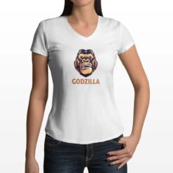 Godzilla t-shirt scollo a v personalizzata donna digitalshirt bianca