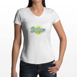 Lime Summer t-shirt scollo a v personalizzata donna digitalshirt bianca
