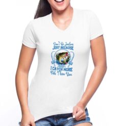 Pesca t-shirt scollo a v personalizzata donna digitalshirt bianca