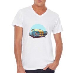 Vintage Car t-shirt scollo a v personalizzata uomo digitalshirt bianca