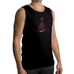Canotta da uomo colore Nero stampata in digitale con grafica Albero rosso Natale da Digitalshirt