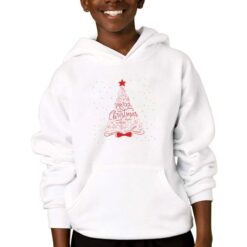 Felpa con cappuccio da bambino colore Bianco stampata in digitale con grafica Albero rosso Natale da Digitalshirt
