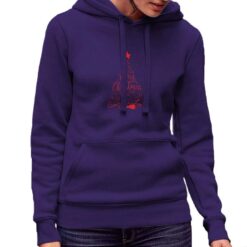 Felpa girocollo da uomo colore Viola stampata in digitale con grafica Albero rosso Natale da Digitalshirt