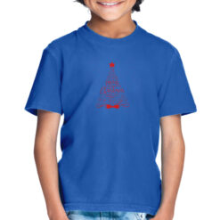 Maglietta girocollo da bambino colore Royal Blue stampata in digitale con grafica Albero rosso Natale da Digitalshirt