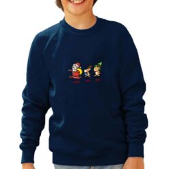 Felpa girocollo da bambino colore Blue Navy stampata in digitale con grafica Babbo Natale corsa da Digitalshirt