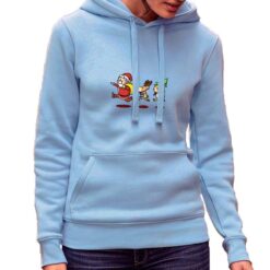 Felpa girocollo da uomo colore Ocean Blue stampata in digitale con grafica Babbo Natale corsa da Digitalshirt