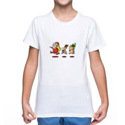 Maglietta girocollo da bambino colore Bianco stampata in digitale con grafica Babbo Natale corsa da Digitalshirt