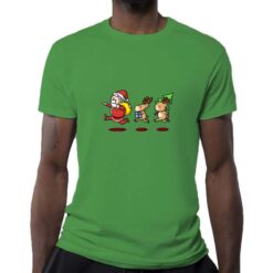 Maglietta da uomo colore Verde stampata in digitale con grafica Babbo Natale corsa da Digitalshirt