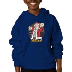 Felpa con cappuccio da bambino colore Blue Navy stampata in digitale con grafica DJ Santa da Digitalshirt