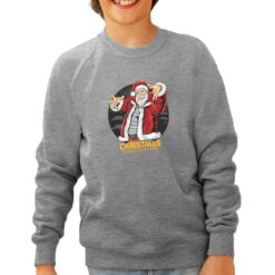 Felpa girocollo da bambino colore Grigio Melange stampata in digitale con grafica DJ Santa da Digitalshirt