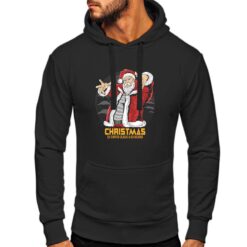 Felpa con cappuccio da uomo colore Nero stampata in digitale con grafica DJ Santa da Digitalshirt