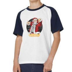 Maglietta baseball da bambino con maniche colore Blue Navy stampata in digitale con grafica DJ Santa da Digitalshirt