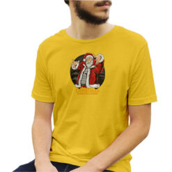 Maglietta da uomo colore Giallo stampata in digitale con grafica DJ Santa da Digitalshirt