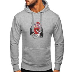 Felpa con cappuccio da uomo colore Grigio Melange stampata in digitale con grafica Elfa dj da Digitalshirt